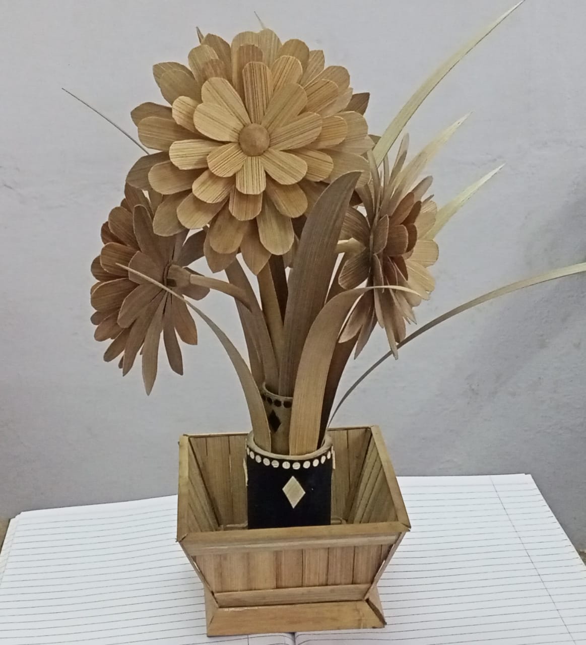 Bamboo flower vase made by trainee